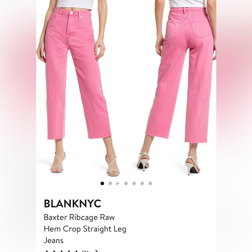 Blank NYC Baxter Ribcage Raw Hem Crop Straight Leg Jeans- Watermelon Juice